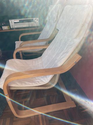 Sillón infantil madera abedul y cojín tela blanco