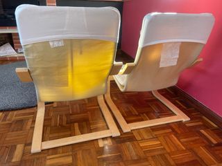 Sillón infantil madera abedul y cojín tela blanco