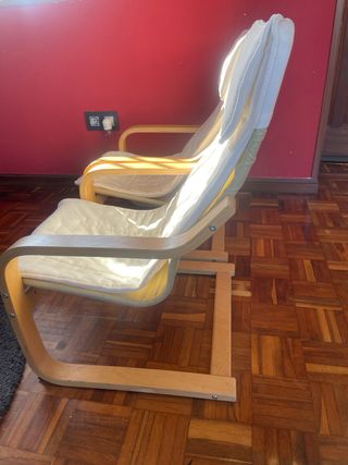 Sillón infantil madera abedul y cojín tela blanco