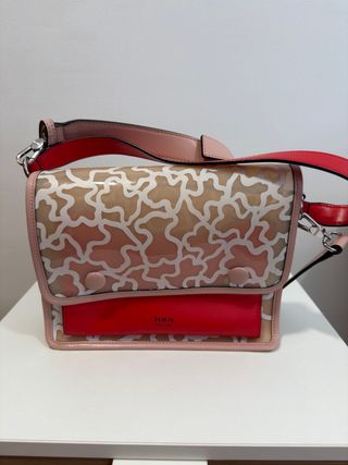 Bolso bandolera Tous rosa y rojo