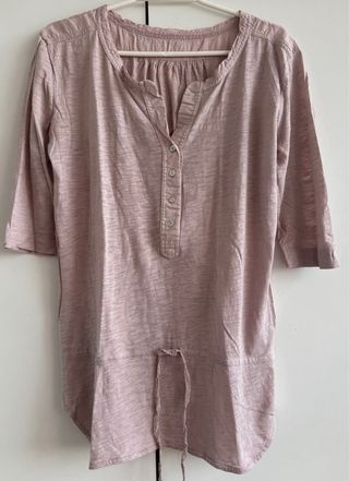 Camiseta Massimo Dutti rosa manga 3/4 talla S