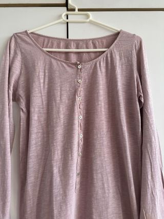 Camiseta Massimo Dutti rosa manga 3/4 talla S
