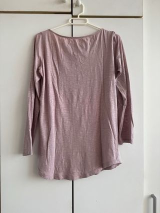 Camiseta Massimo Dutti rosa manga 3/4 talla S