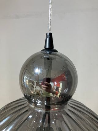 Lampadario vetro sfera fume' plissettato