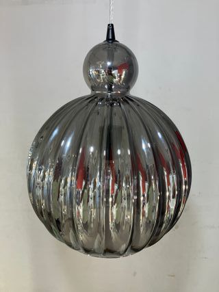 Lampadario vetro sfera fume' plissettato