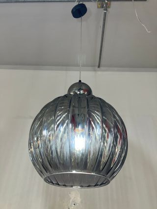 Lampadario vetro sfera fume' plissettato