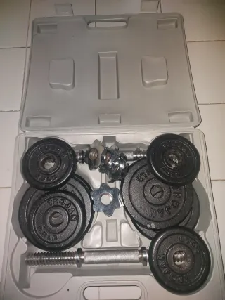 Maletín de pesas con discos y barras