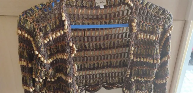 Chaqueta estilo neo hippie marrón y dorada