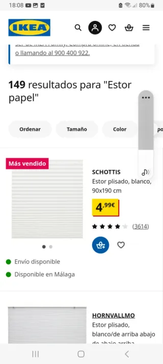 Estor de papel IKEA blanco