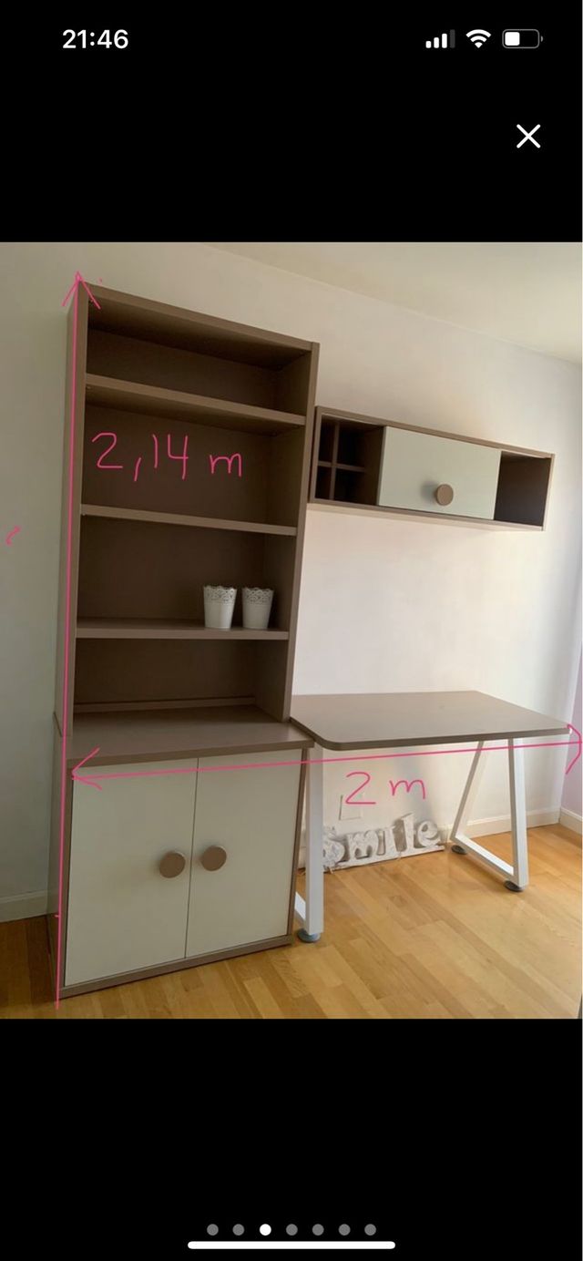 Conjunto Muebles Habitación Lacados Café/Beige