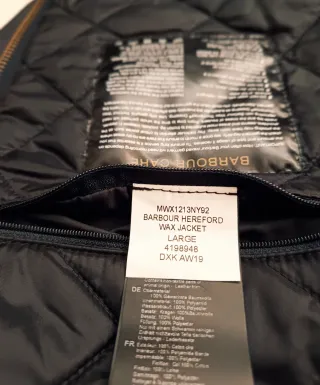 Chaqueta Barbour Hereford Talla L Negra