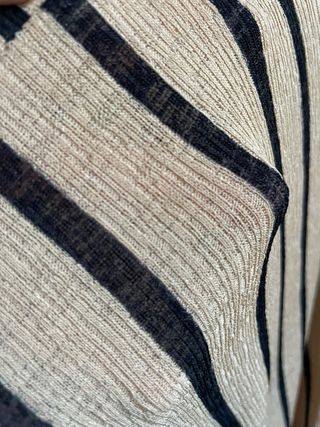 Pantalón de punto Zara rayas beige y negro