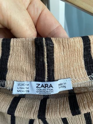 Pantalón de punto Zara rayas beige y negro