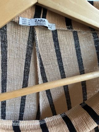 Pantalón de punto Zara rayas beige y negro