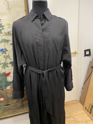 Vestido negro camisa con cinturón