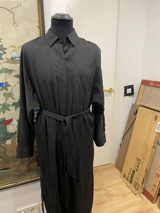 Vestido negro camisa con cinturón