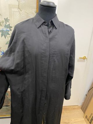 Vestido negro camisa con cinturón