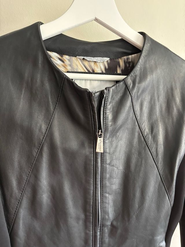 Cazadora Piel Trussardi Negra