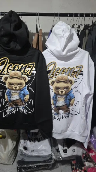 Sudadera Oso Icon7 Negra y Blanca
