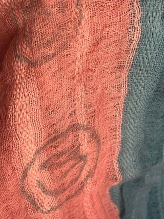 Chal foulard lana 100% azul y rosa Ezcaray