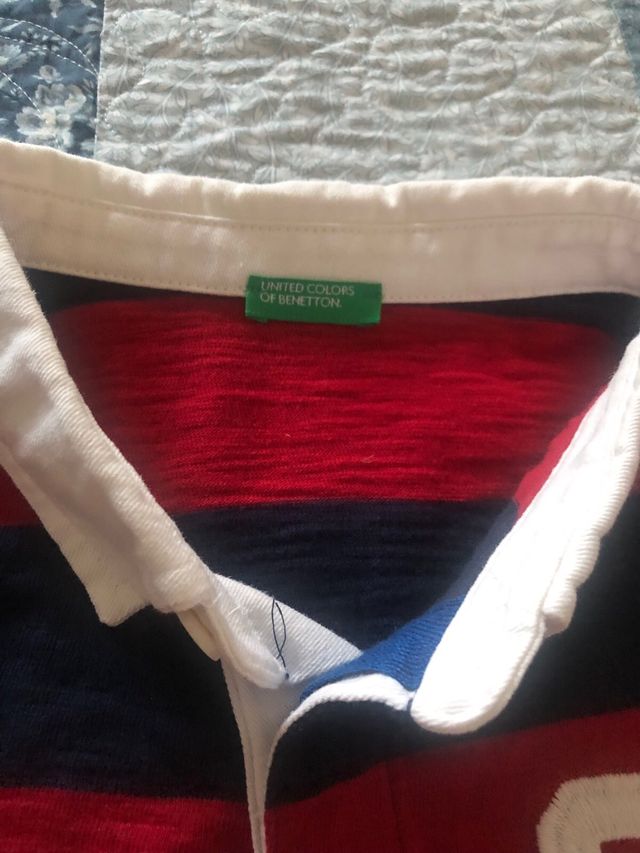 Polo Benetton rayas rojo y azul Talla 13-14 años