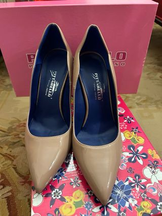 Scarpe décolleté vernice tacco nude