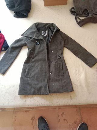 Abrigo lana gris mujer