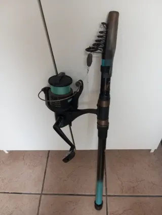 Caña de pescar con carrete