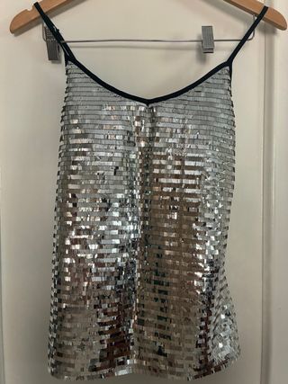 Top lentejuelas plateado mujer