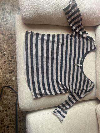 Camisa de rayas beige y gris Talla M