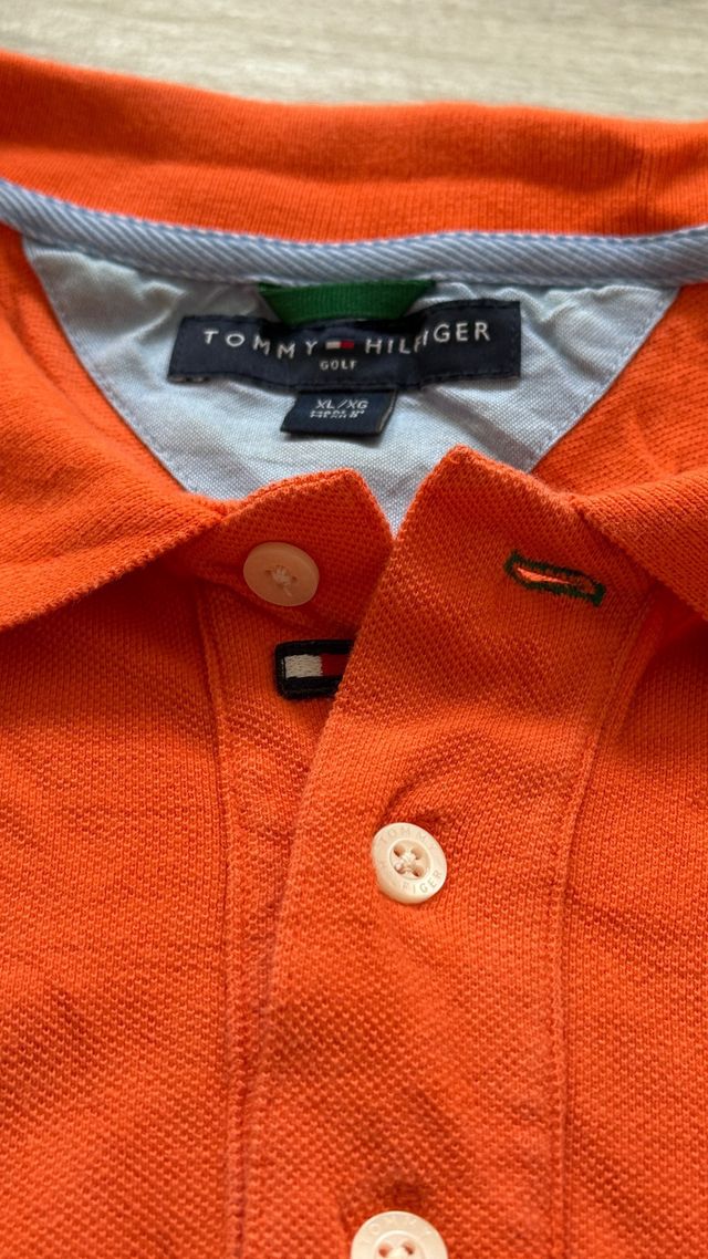 Tommy Hilfiger Men's XL Polo Shirt - Orange - Cott