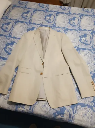 Americana Zara Man Lino Algodón Beige