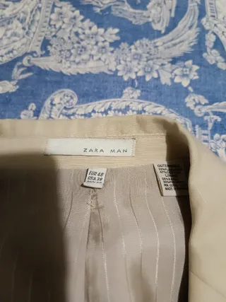 Americana Zara Man Lino Algodón Beige