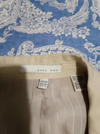 Americana Zara Man Lino Algodón Beige