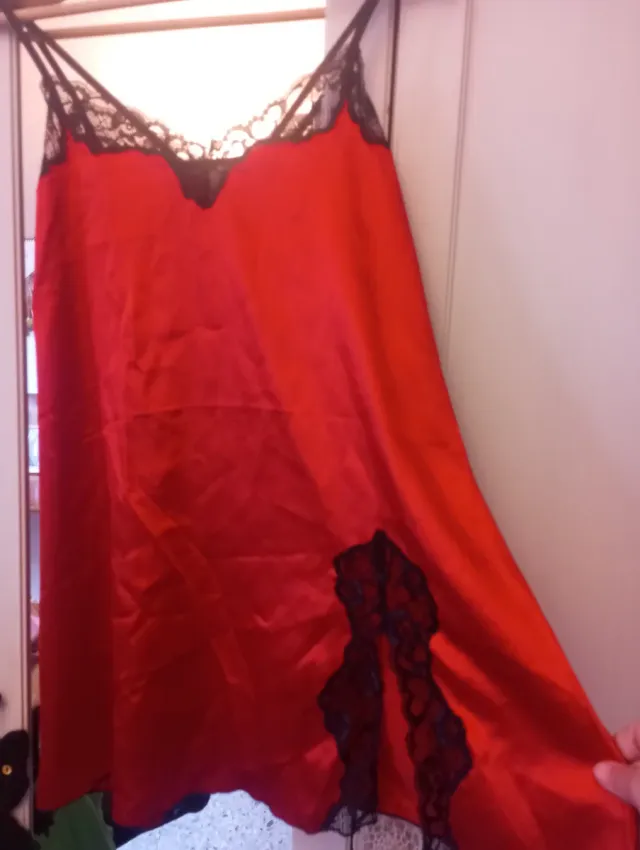 Vestido Lencero Sexy Rojo y Negro Talla Única