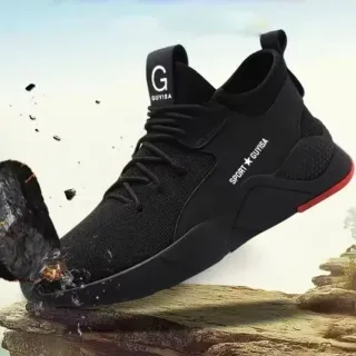 Botas de seguridad negras y rojas