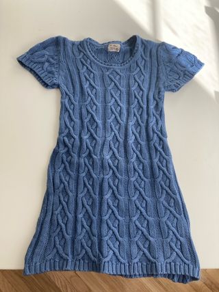 Vestido de punto azul para niña Mayoral