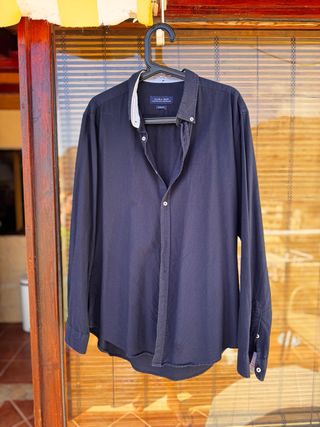 Camisa Zara Slim Fit Azul Talla XL
