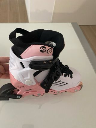 Patines en línea niña rosas y blancos