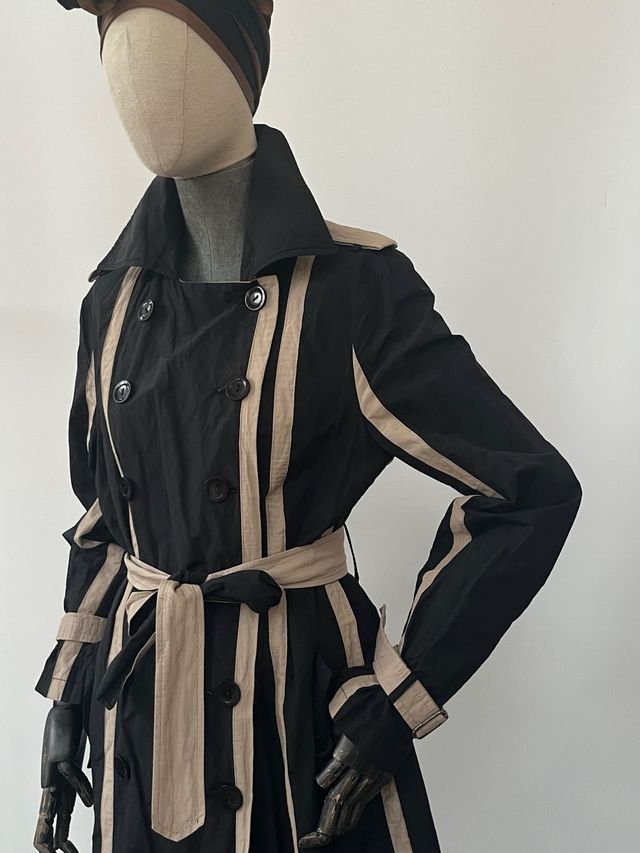 Trench donna nero e beige
