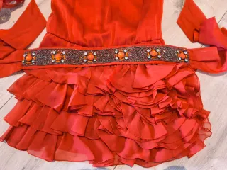 Vestido fiesta Carles Serra naranja/rojo