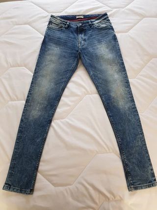 Pantalón Vaquero Ajustado Azul Pull&Bear