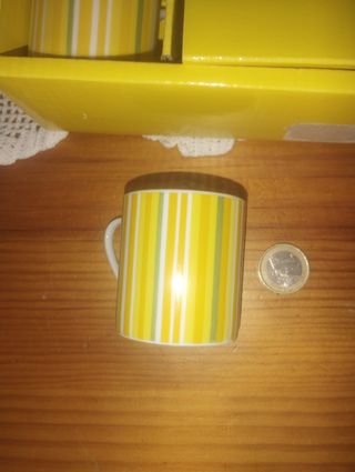 Juego de café pequeño rayas multicolor