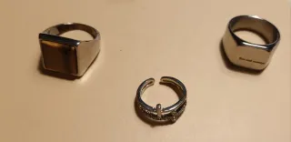 Anillos hombre plata y marrón ajustables