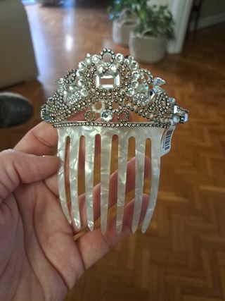 Peineta Novia Fiesta Brillante Plata