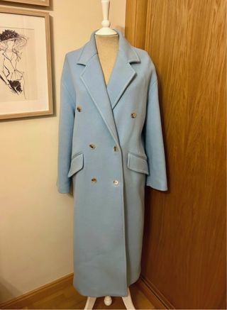 Abrigo lana Zara azul. Oversize.