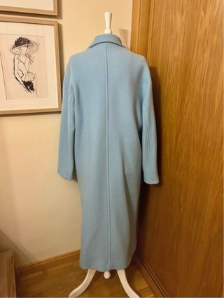 Abrigo lana Zara azul. Oversize.