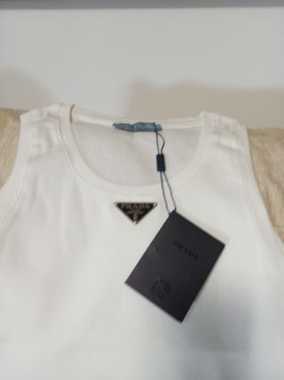 Camiseta sin mangas Prada M Algodón Blanca
