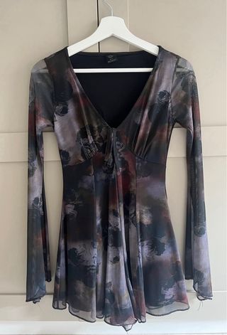 Vestido Manga Campana Estampado Floral