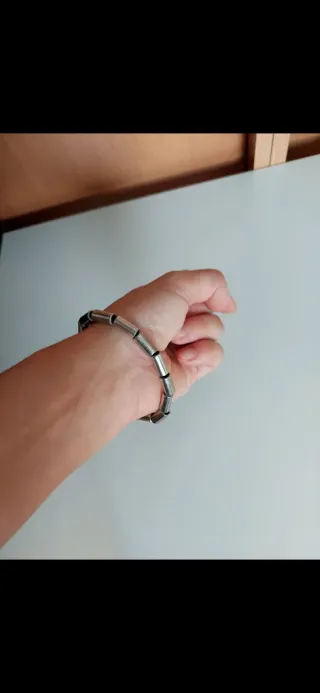 Pulsera eslabones plateada con cierre ovalado